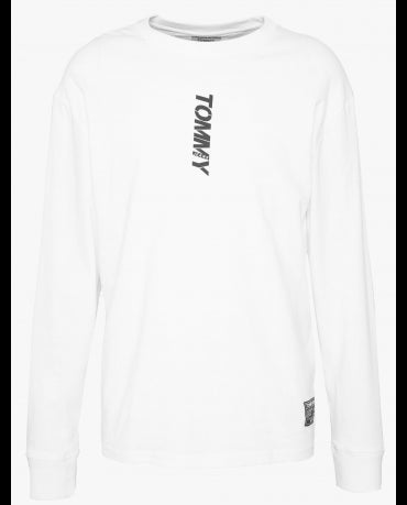 TOMMY JEANS Biały Longsleeve _ Logo Na Plecach