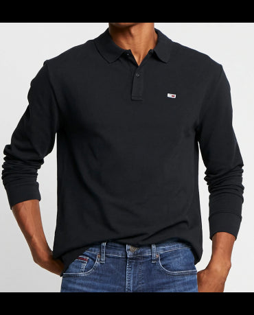 TOMMY JEANS Czarny Klasyczny Polo Longsleeve